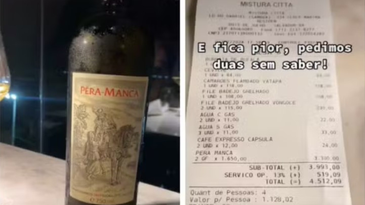 Amigos incrédulos com valor de jantar. Vinho custava 280 euros e não 28