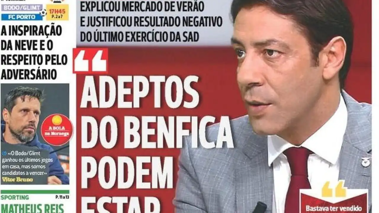 Por cá: FC Porto vai a jogo na Europa e Rui Costa 'abre o livro'