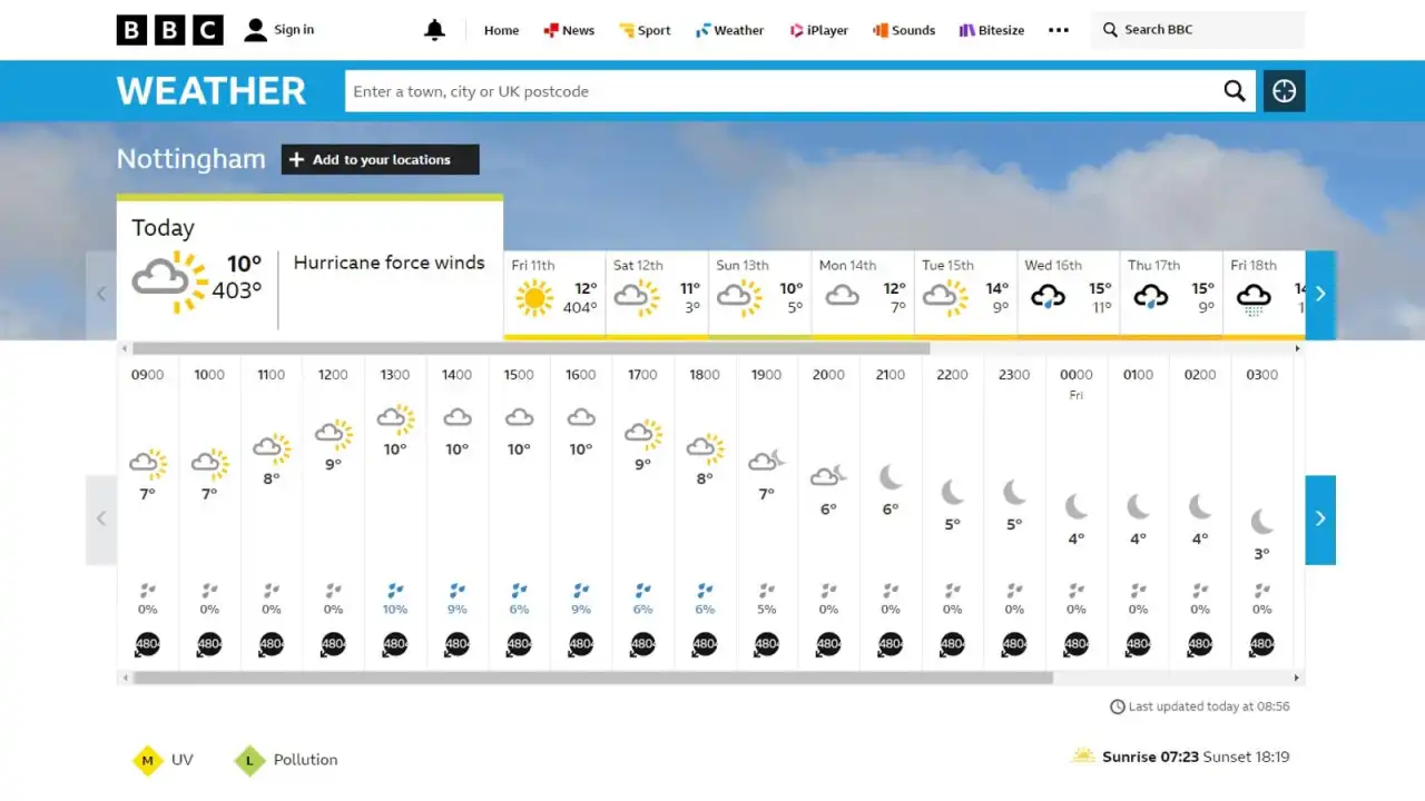 BBC pede desculpa após prever temperatura máxima de 404ºC em Nottingham