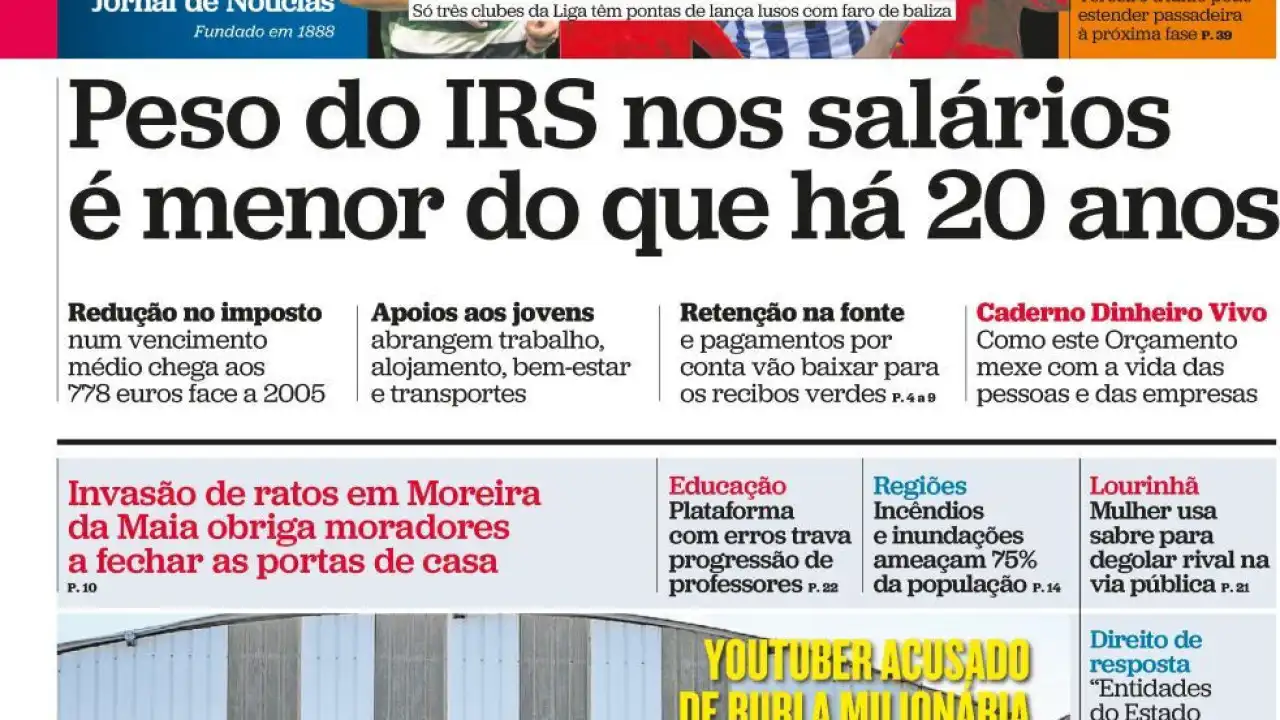 Hoje é notícia: Peso do IRS será menor; Ex-PGR com pensão de 7.170€