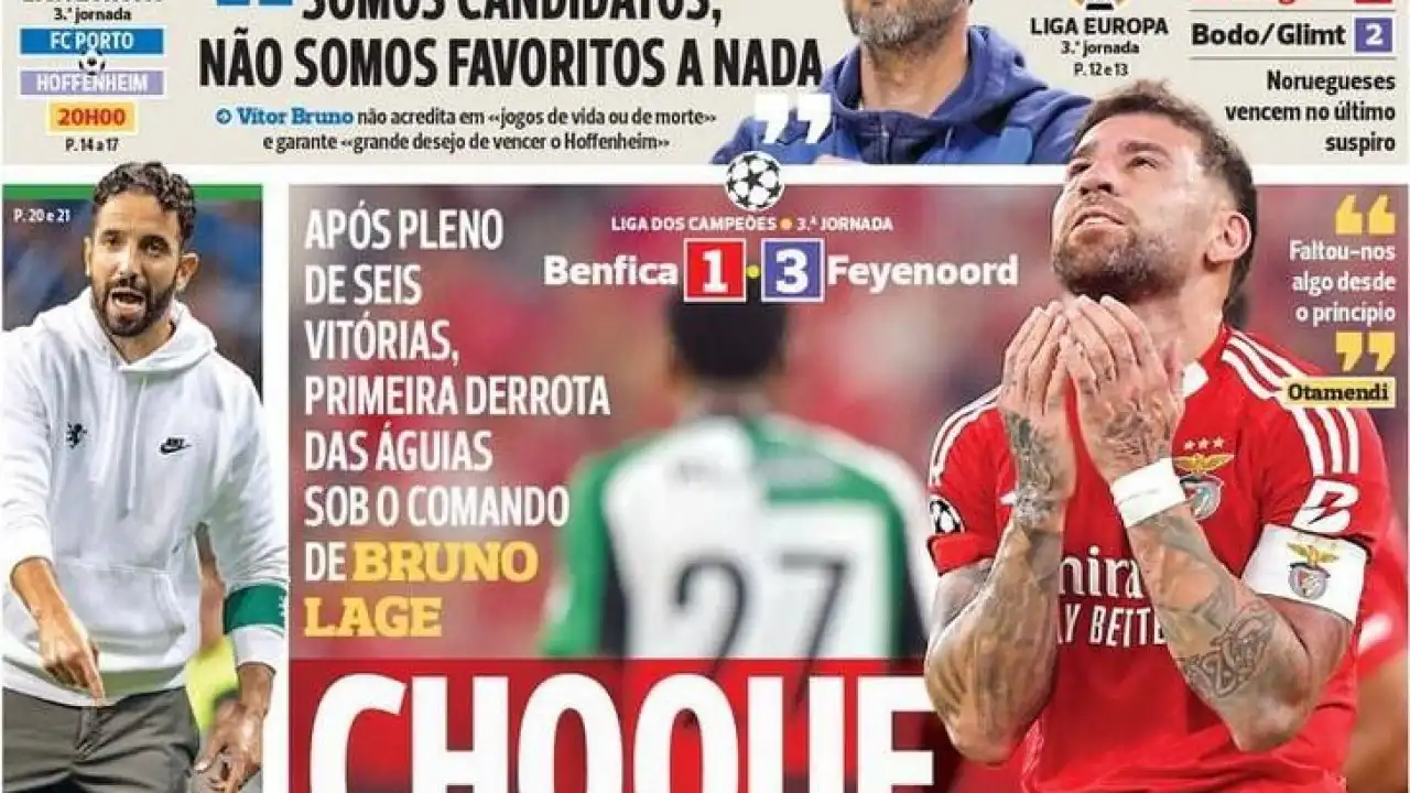 Por cá: "Rebenta o balão" de Bruno Lage no Benfica