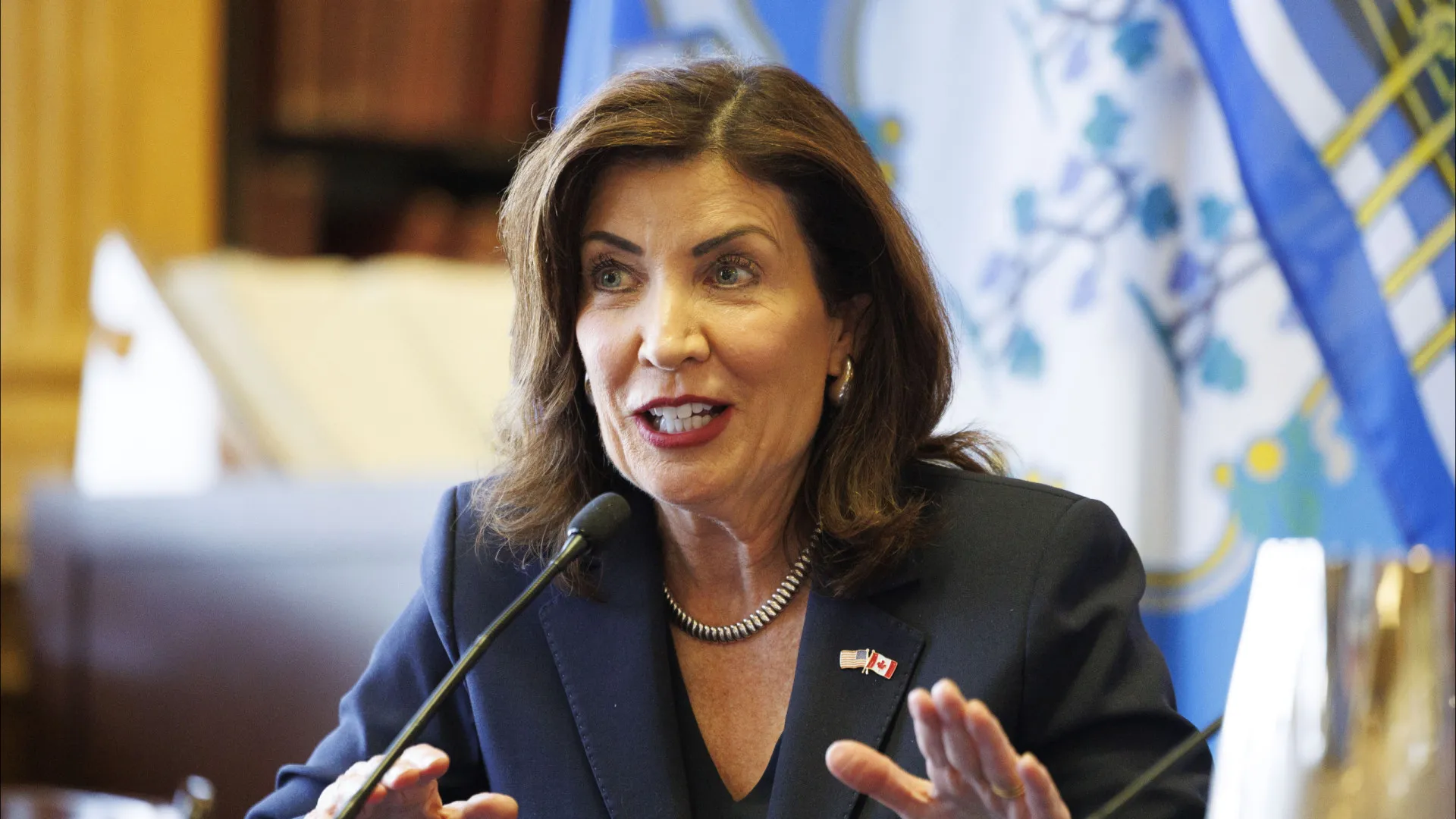 
                    Governadora de Nova Iorque desafia Trump e permite vacina contra covid sem receita
                