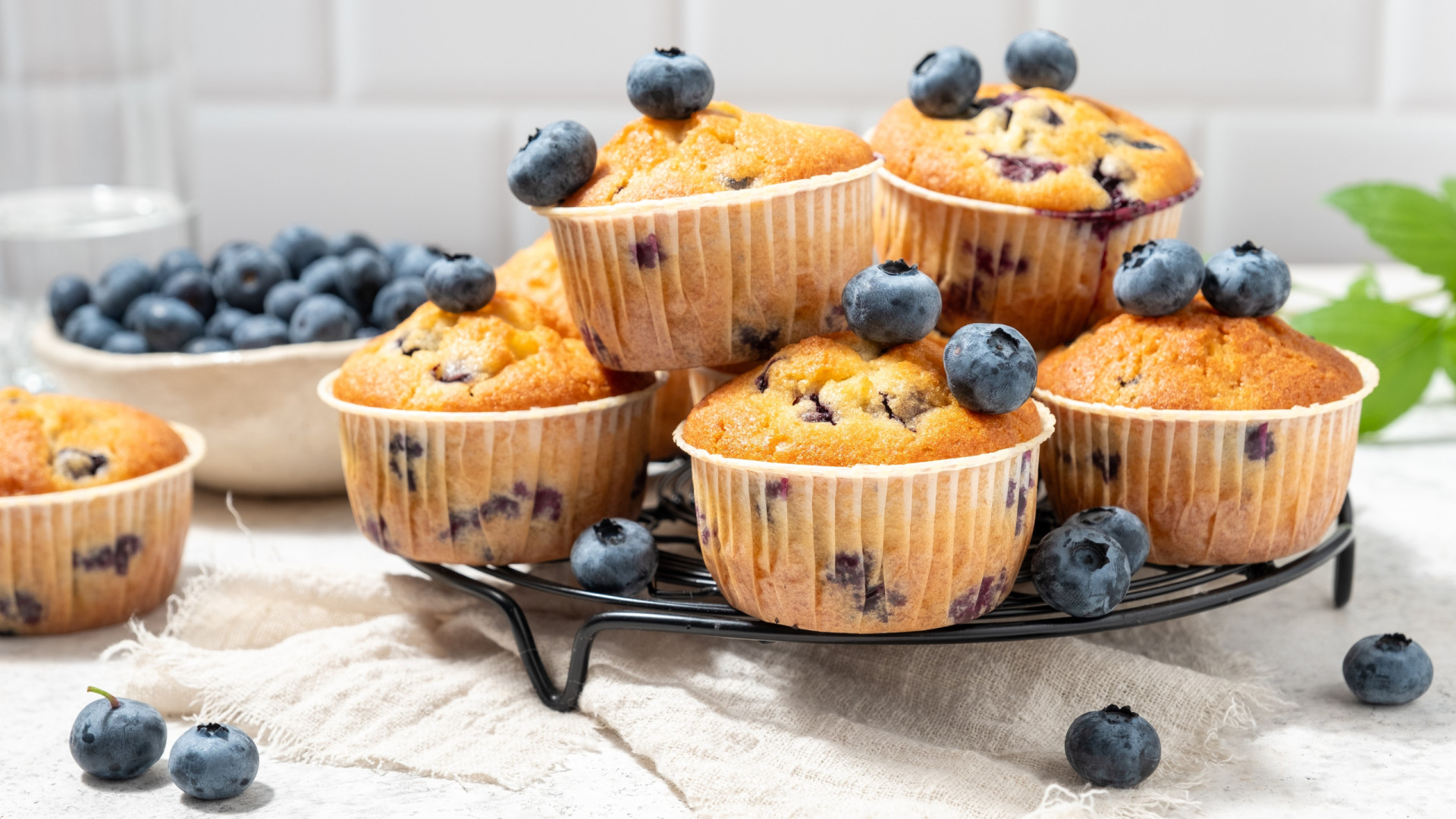 Receita de muffins de mirtilo. Ficam prontos em 15 minutos na 'air fryer'