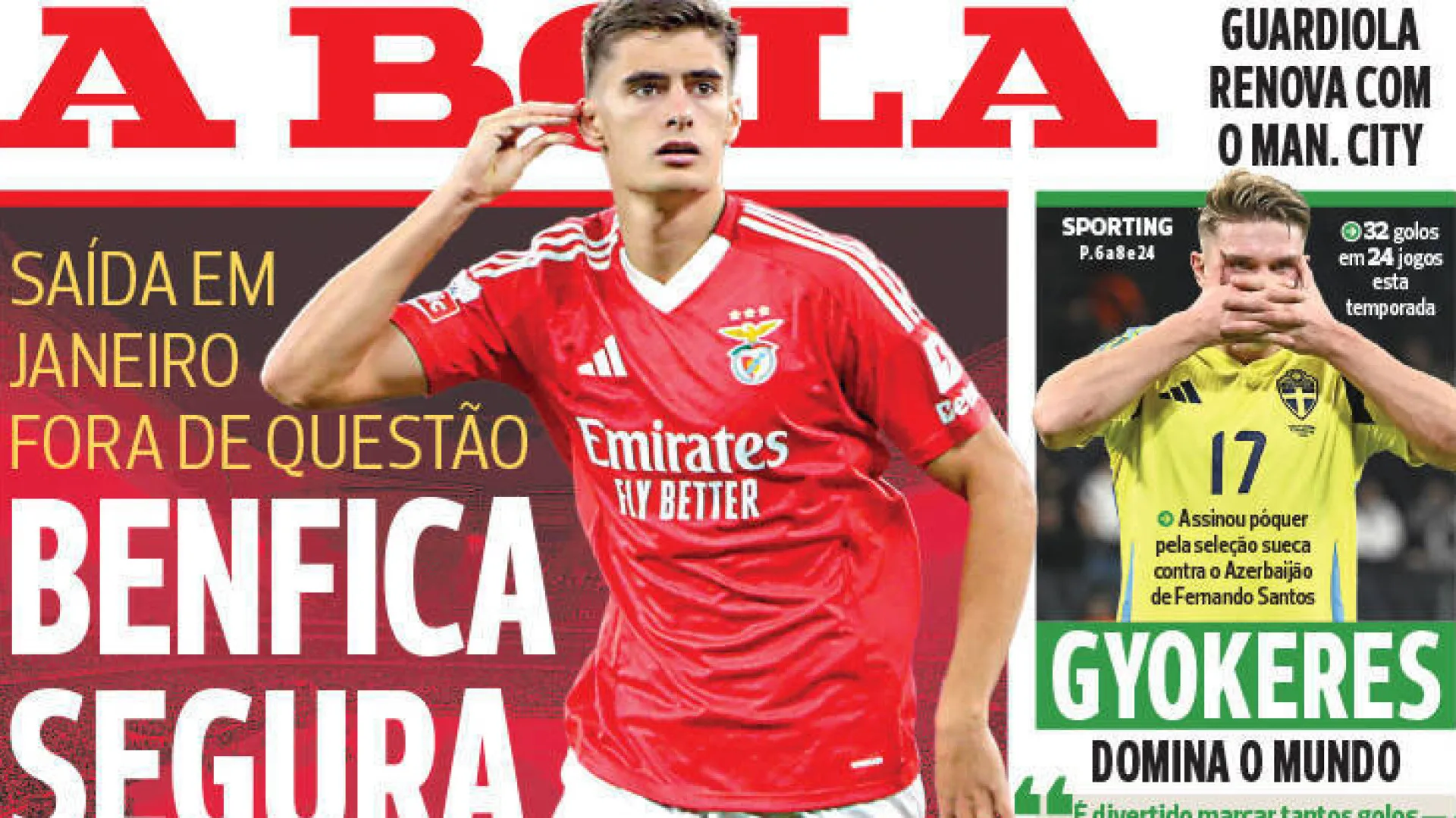 Por cá: António Silva seguro no Benfica e Gyokeres só sabe dar 'show'