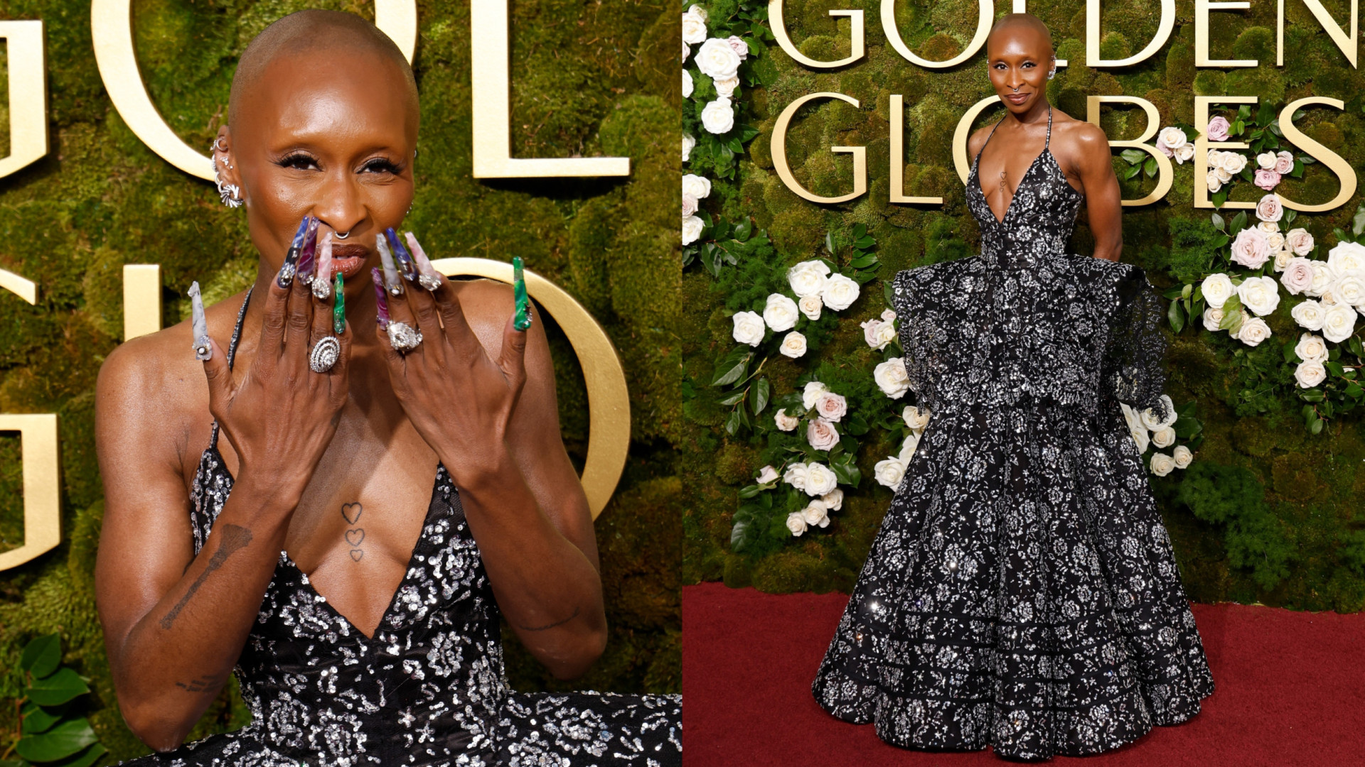 As unhas que Cynthia Erivo usou nos Globos (levaram 5 horas a fazer)