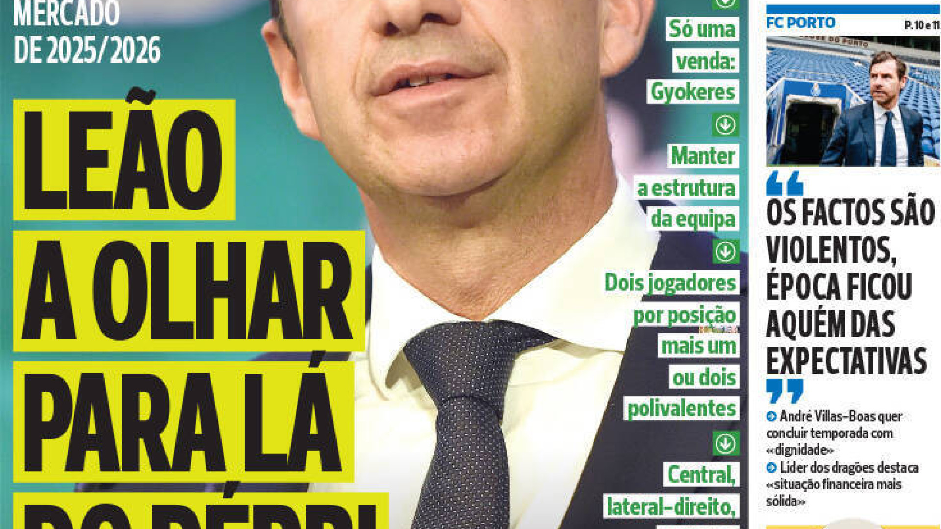 Por cá: Sporting olha para lá do dérbi e AVB assume culpa