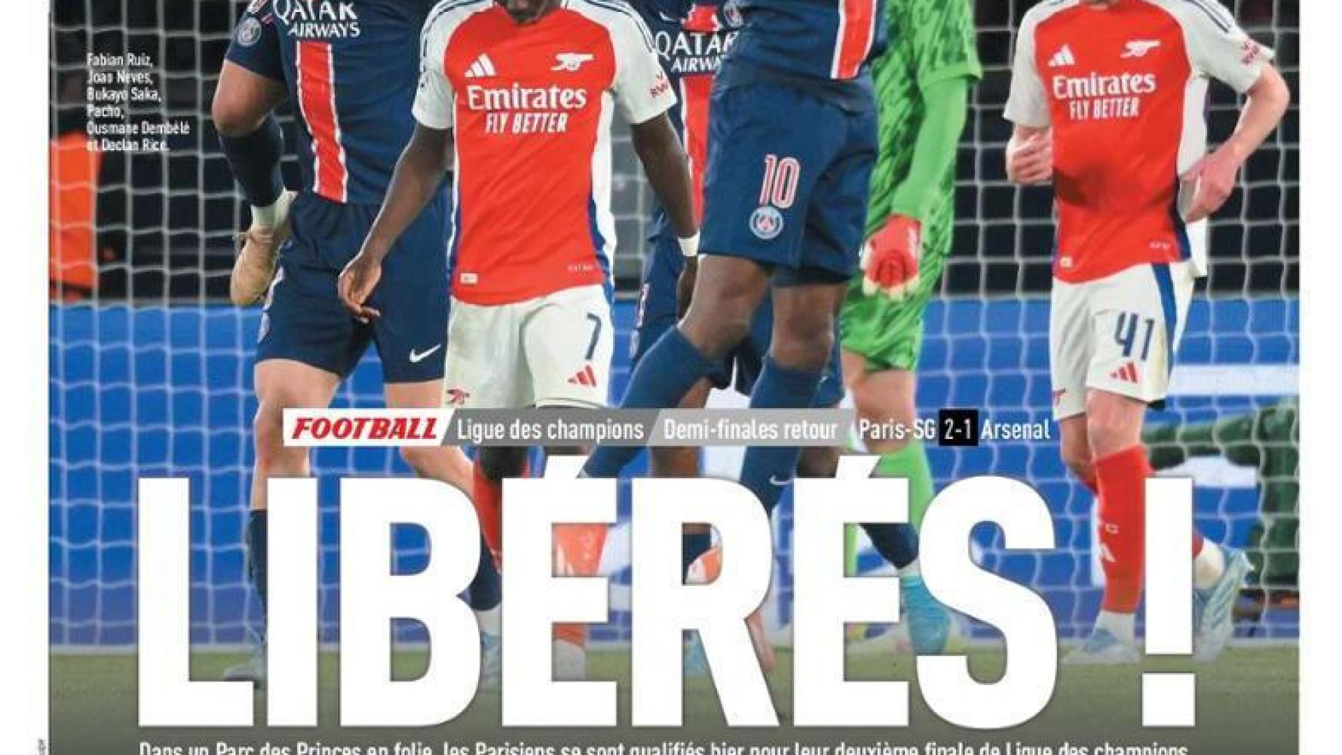 Lá fora: Paris Saint-Germain na final da Champions após derrotar Arsenal
