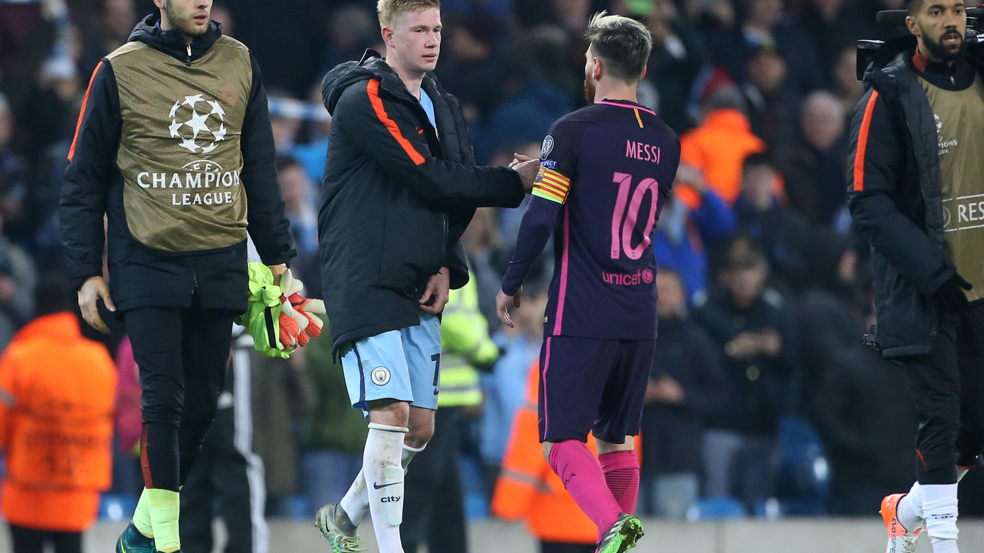 Guardiola coloca De Bruyne atrás de Messi num aspeto