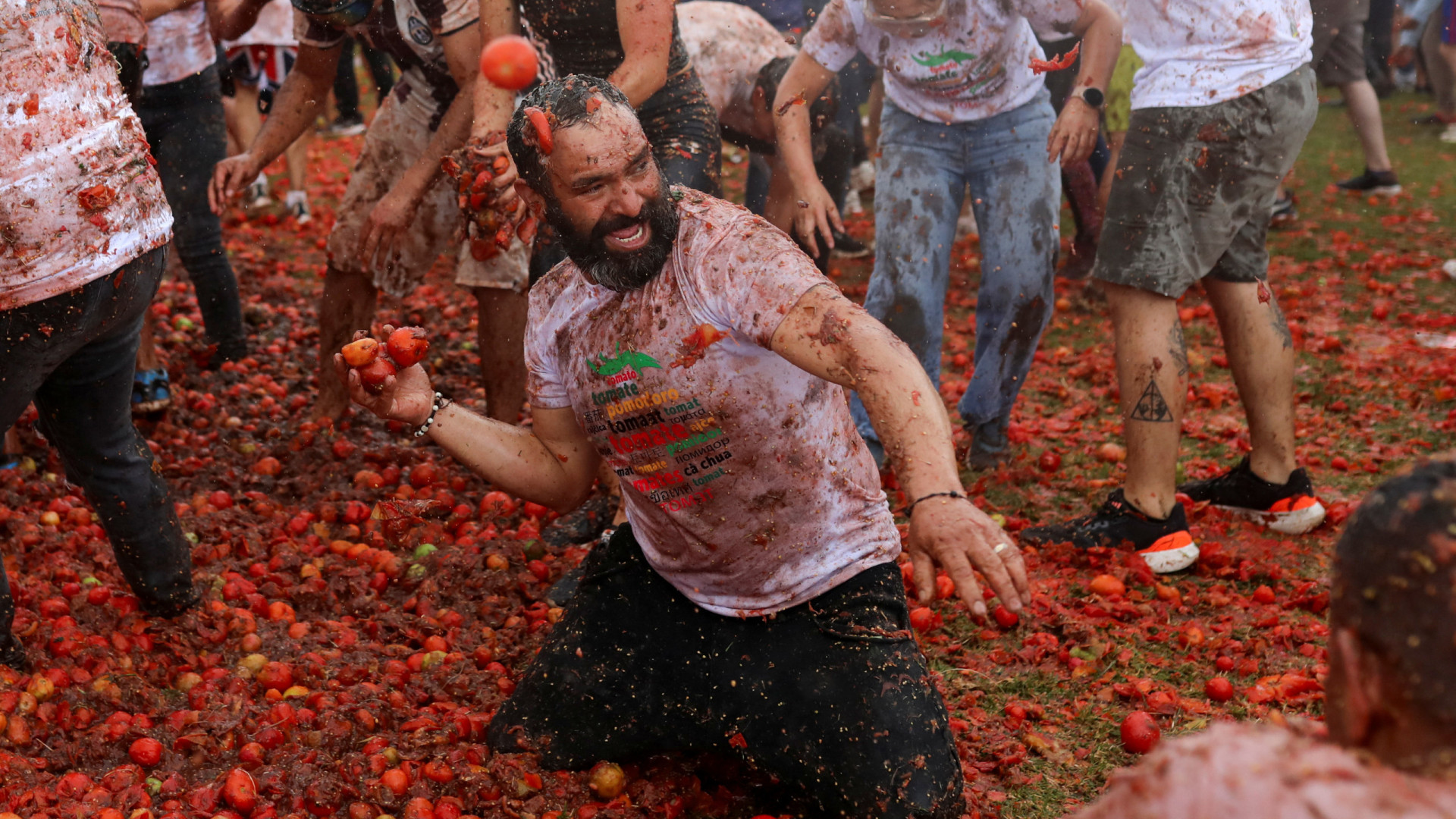 Imagens mostram 'luta' com 45 toneladas de tomate na Colômbia