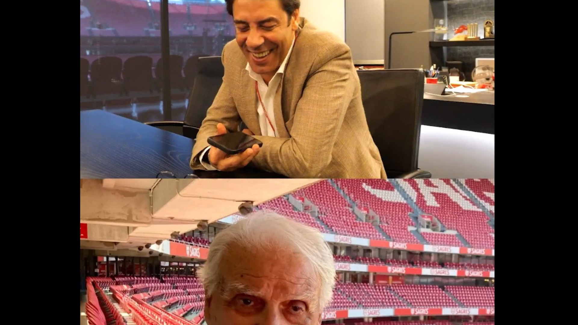 Rui Costa felicitou antiga glória pelos 90 anos e o Benfica gravou tudo
