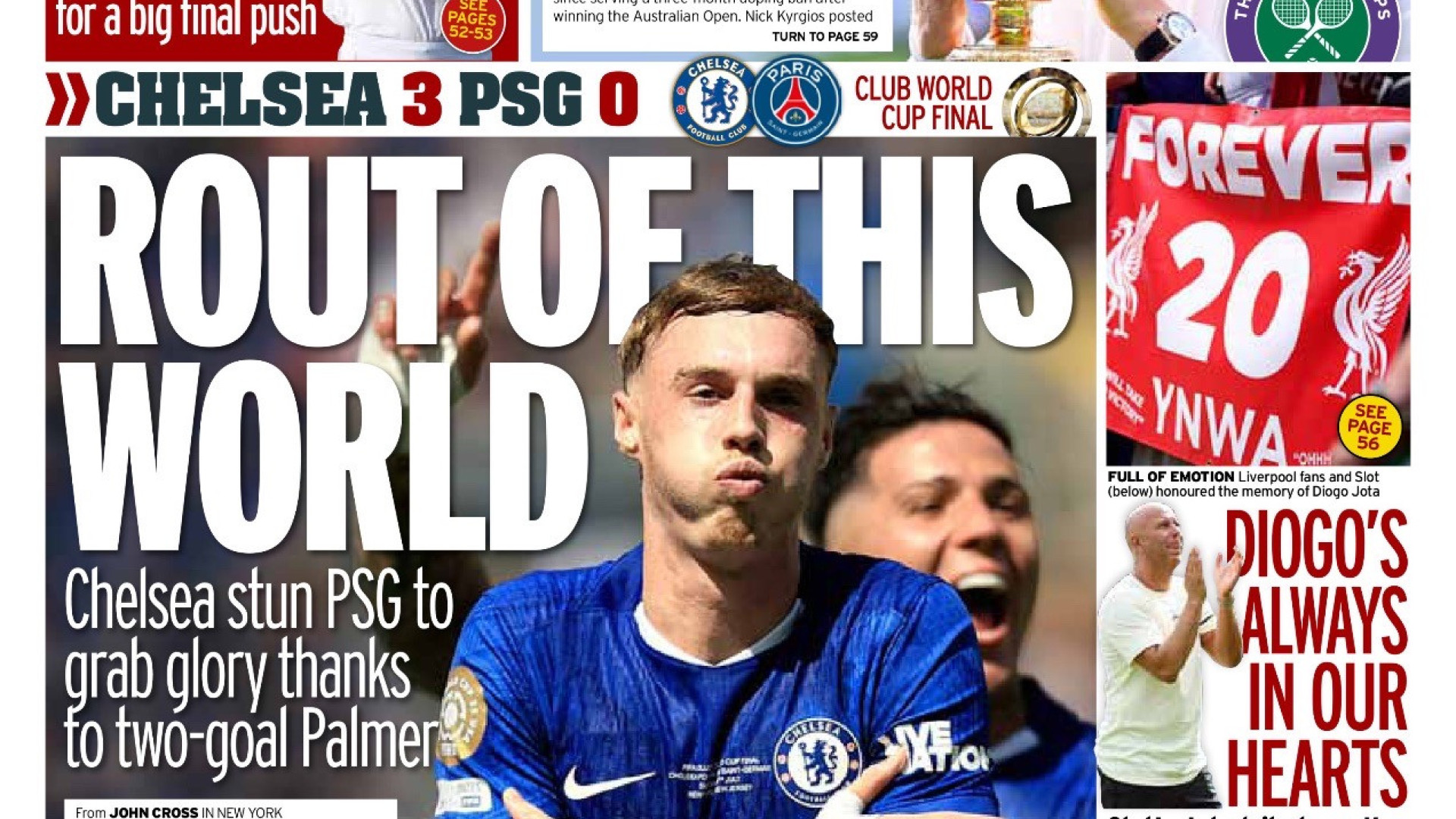 Lá fora: Chelsea ‘humilha’ PSG e Sinner bate Alcaraz e vence Wimbledon