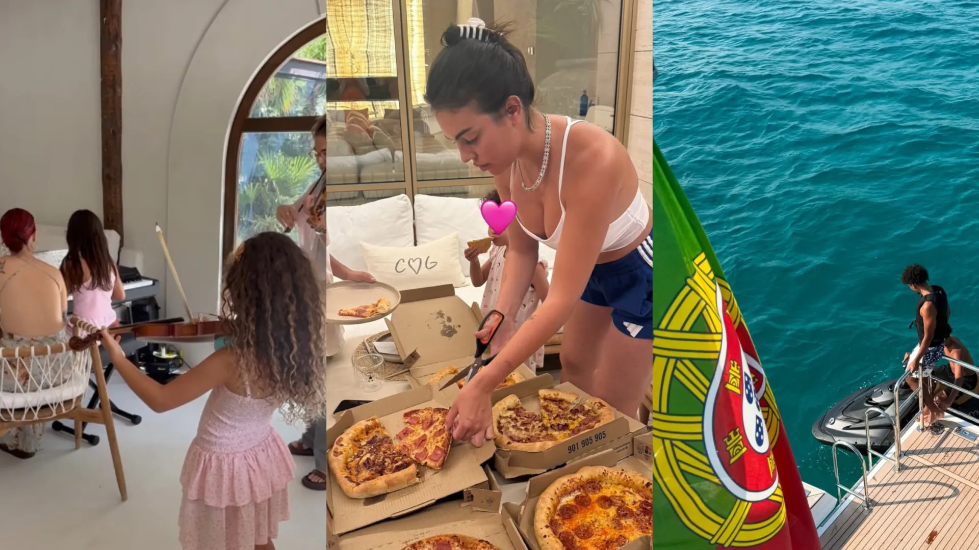 Georgina Rodríguez. Férias em família, dia de pizza e aulas de violino