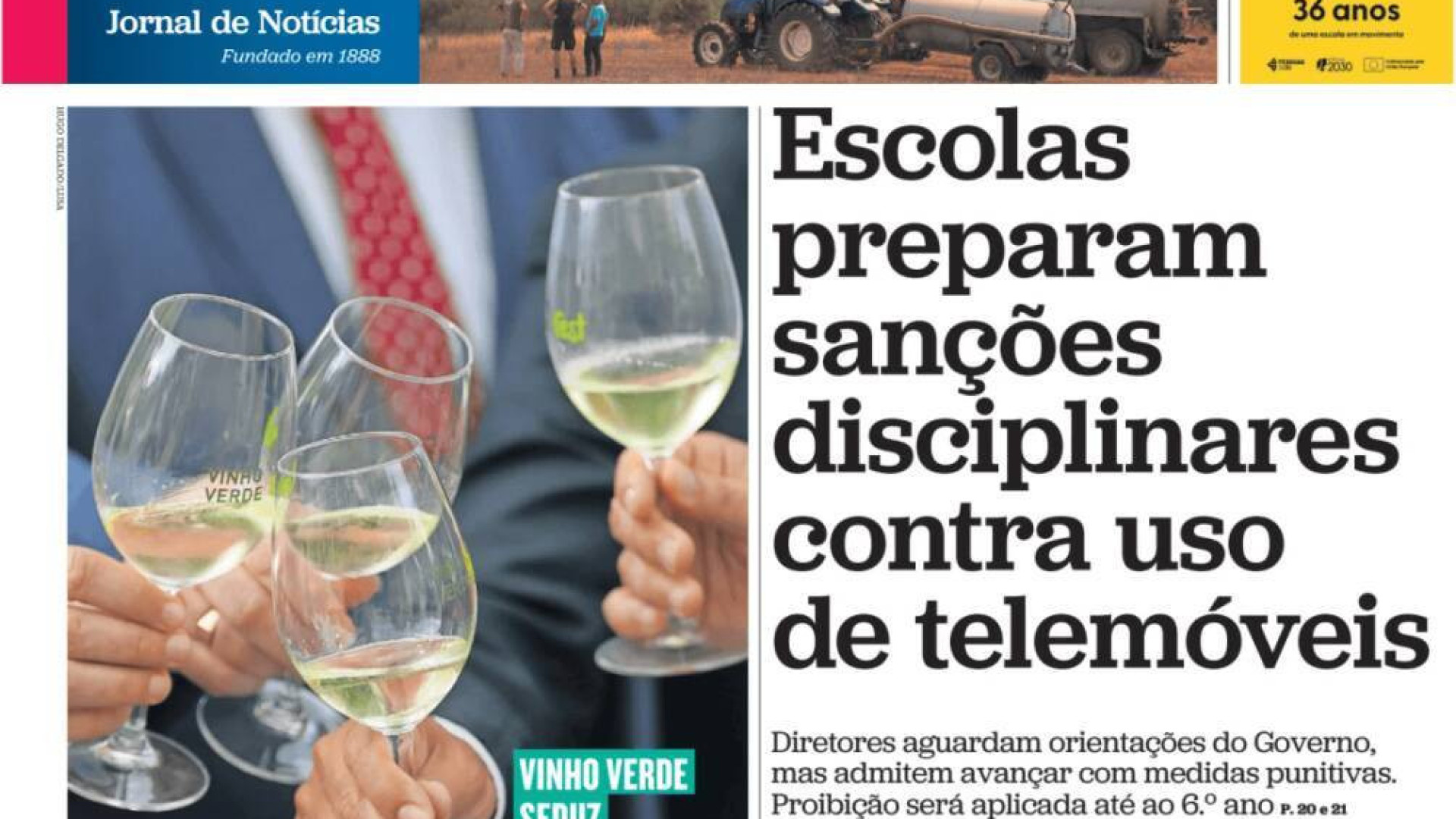 Hoje é notícia: Telemóveis? Escolas com sanções; Salário sobe 19% nas FA