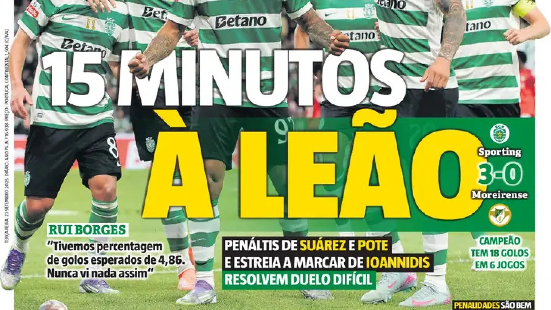 Por cá: "Pena máxima" e "maestro" dão a vitória ao Sporting