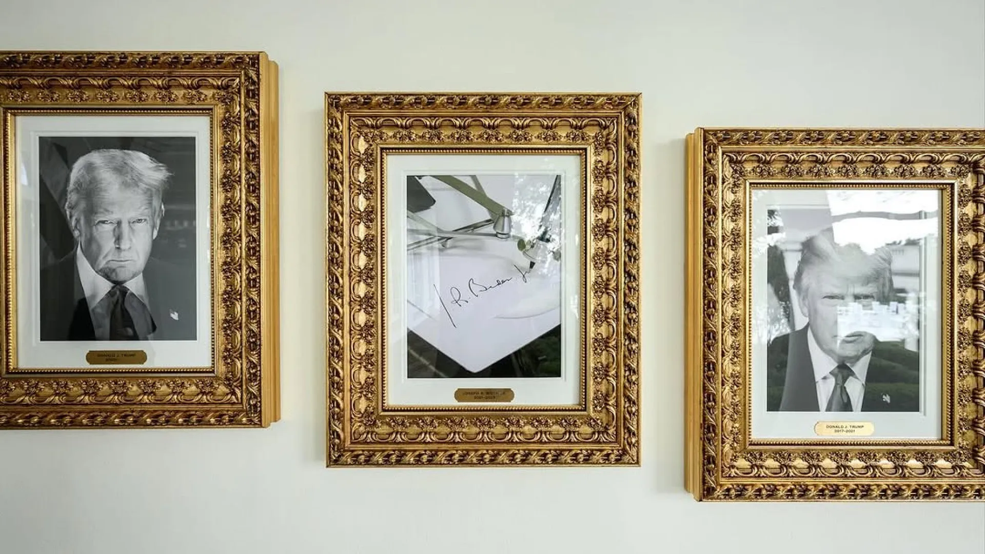 Trump substitui retrato de Biden na Casa Branca por... caneta automática