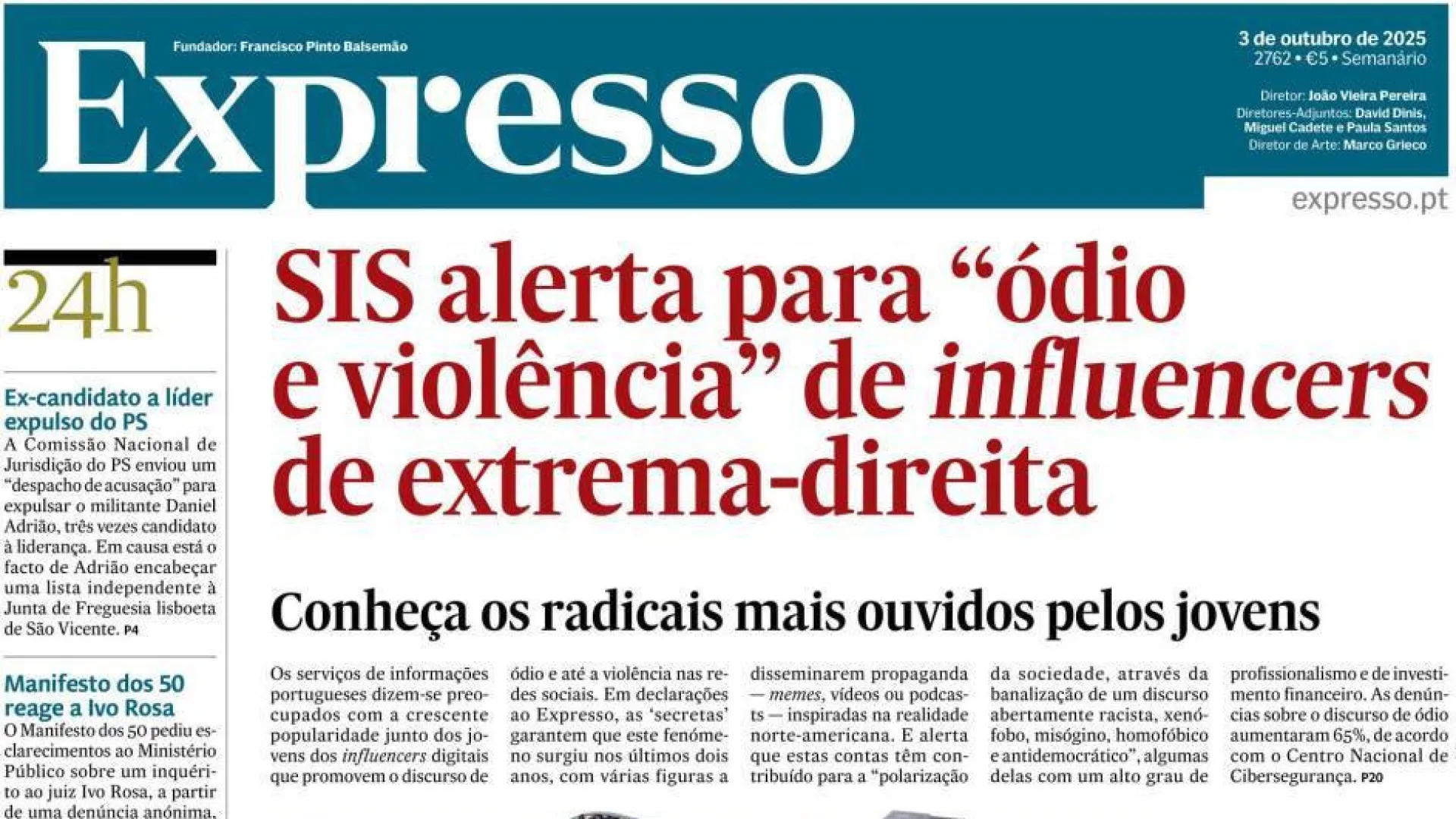 Hoje é notícia: SIS alerta sobre influencers; Spinumviva tem benefícios