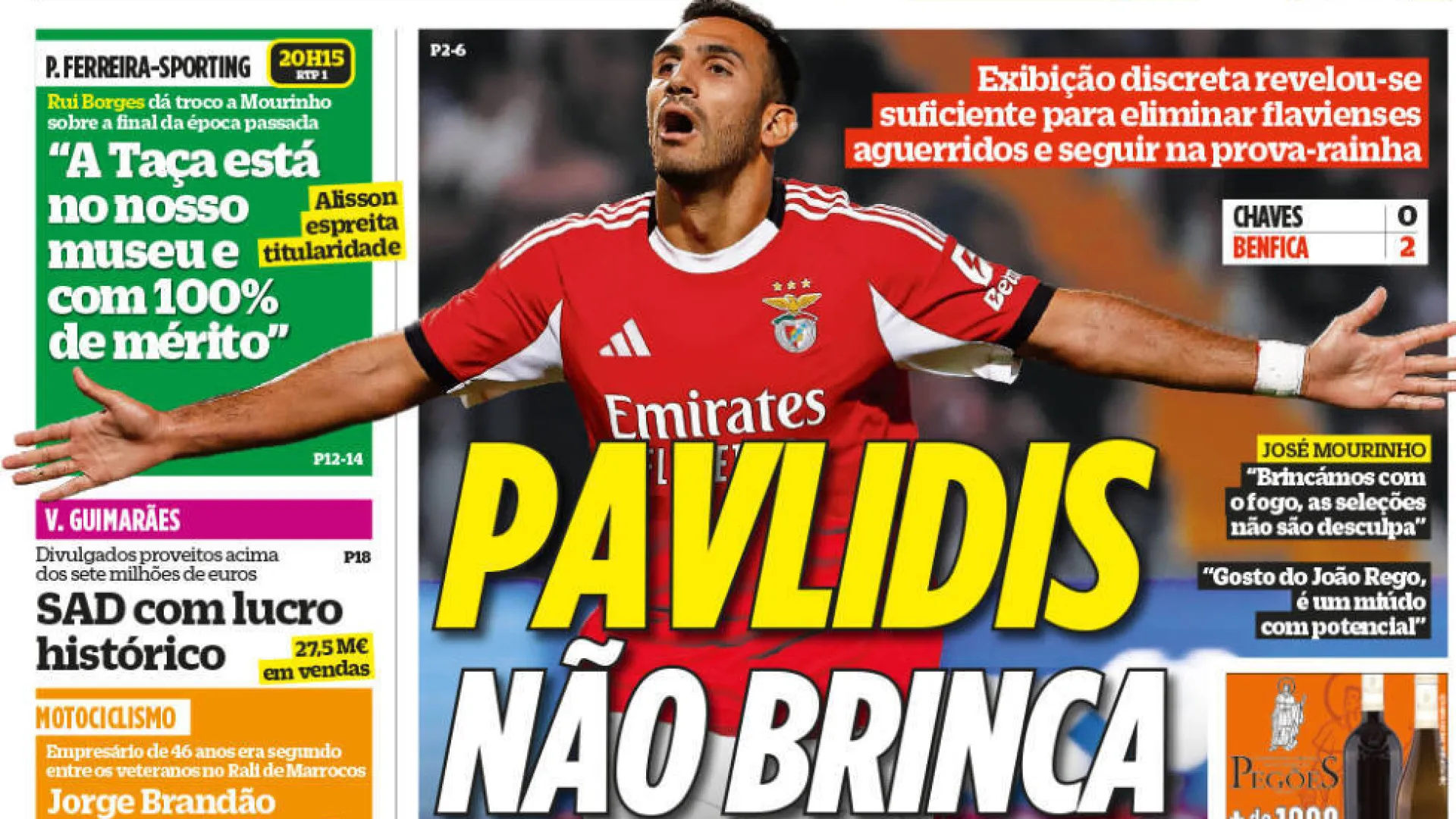 
                    Por cá: Pavlidis apura Benfica, Sporting e FC Porto em ação na Taça
                