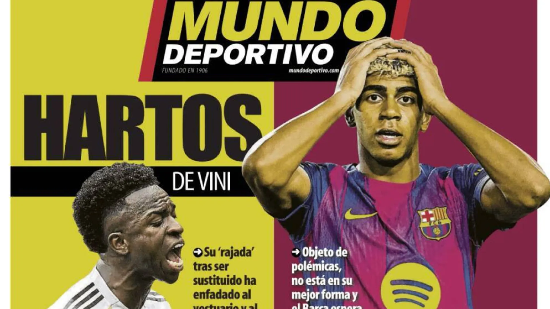 Lá fora: Polémica de Vinícius 'explode' e Lamine Yamal 'espalha-se'