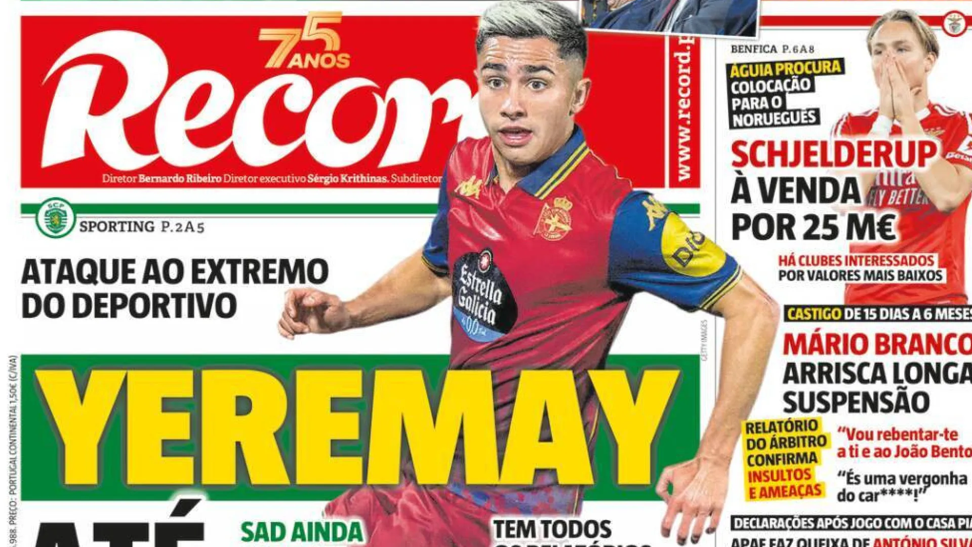 
                    Por cá: Suspensões à vista na Luz e novo ataque a Yeremay
                