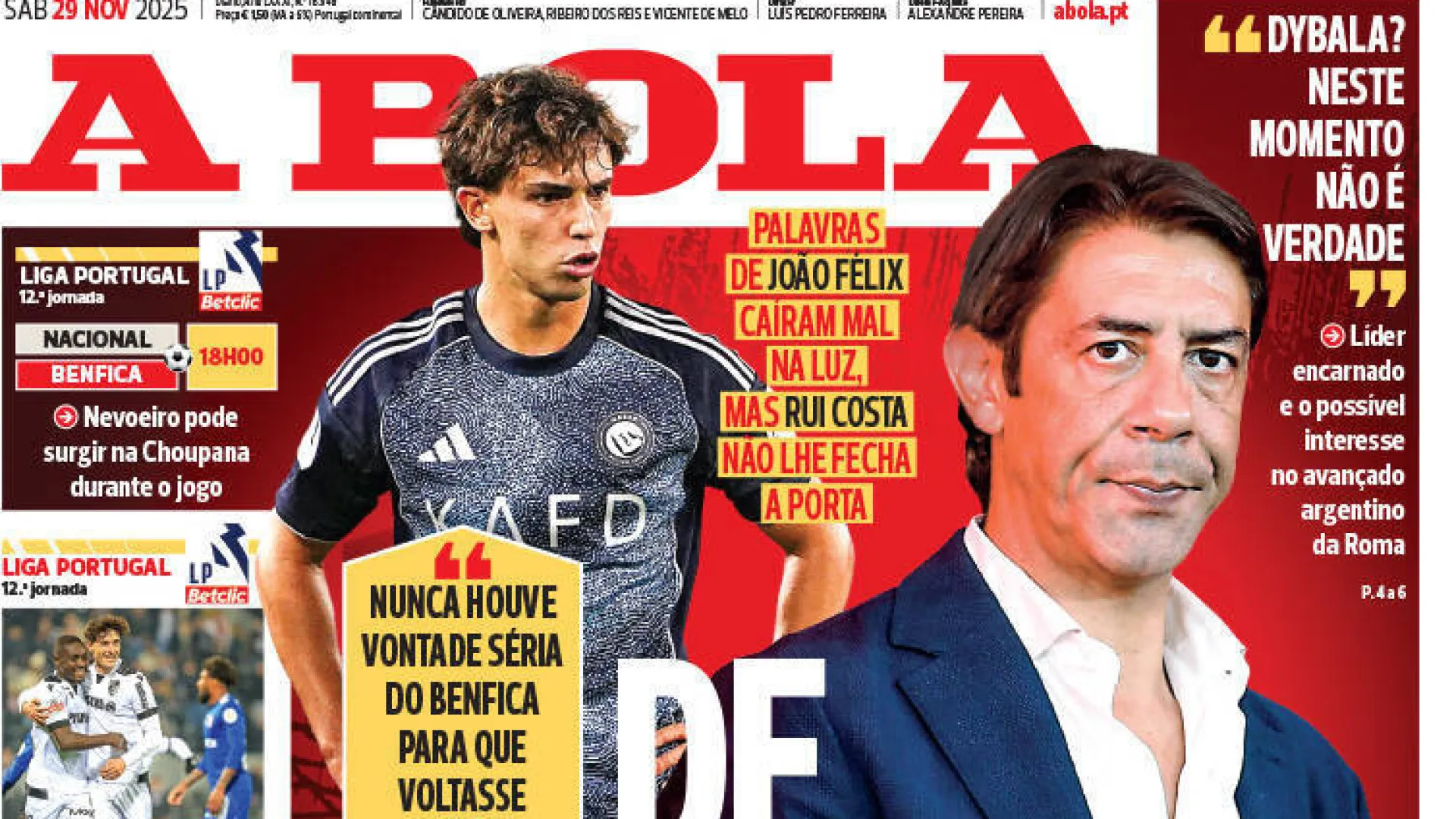 
                    Por cá: João Félix abre ferida e AVB volta a falar de 