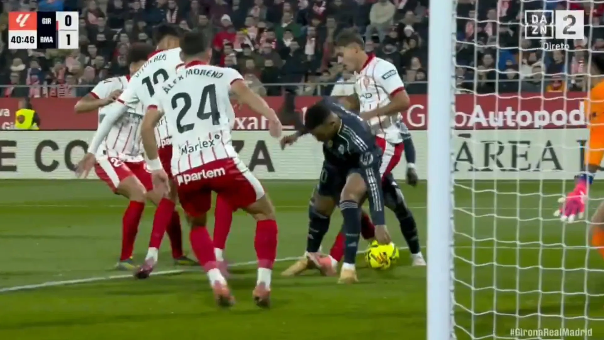 
                    Real Madrid marcou em Girona, mas VAR anulou lance de Mbappé. Eis a razão
                