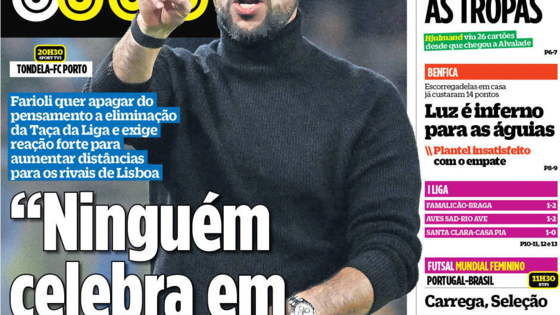 
                    Por cá: O aviso de Farioli ao FC Porto. Sporting e Benfica confiantes
                