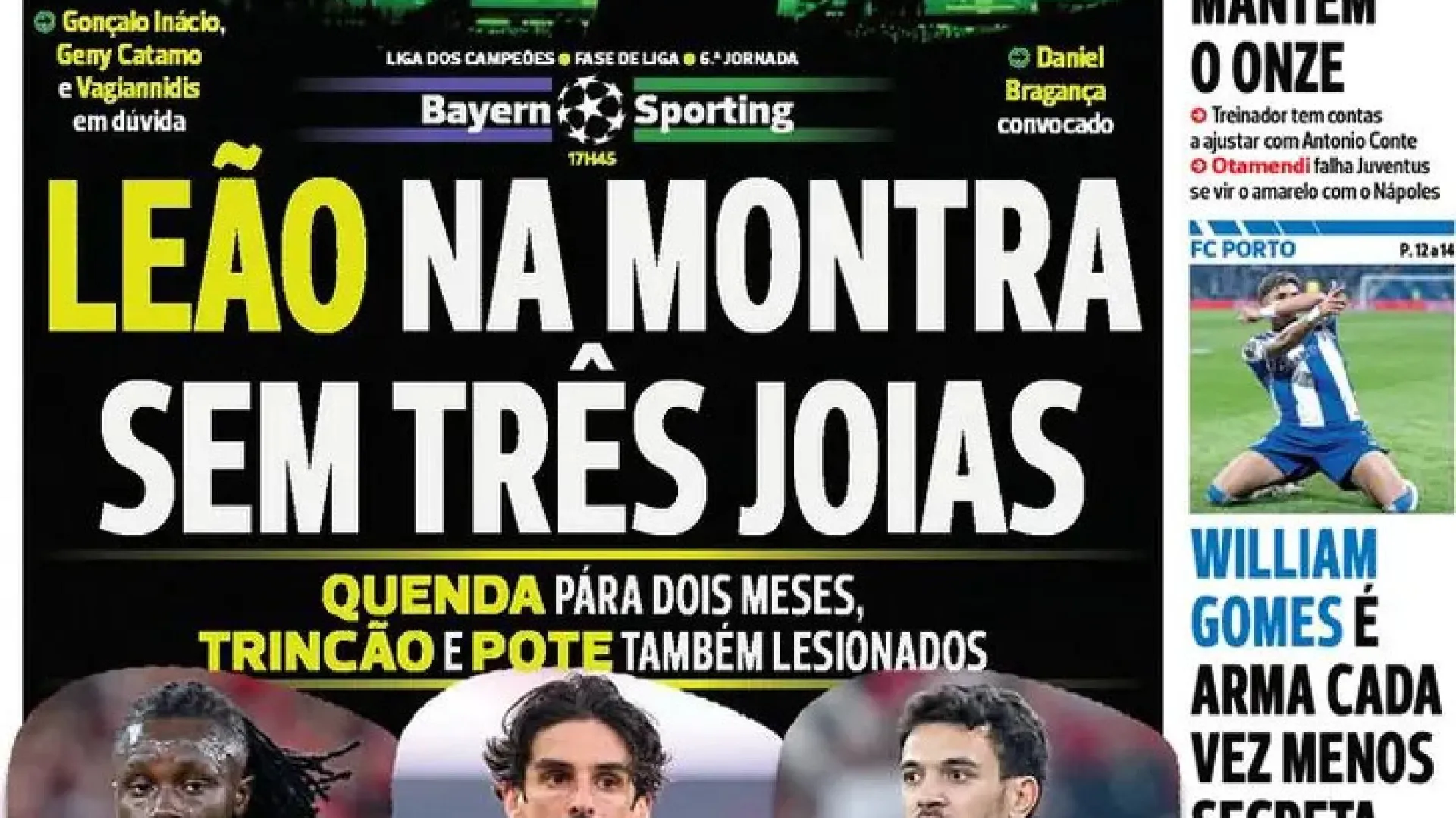 
                    Por cá: Sporting ativa 