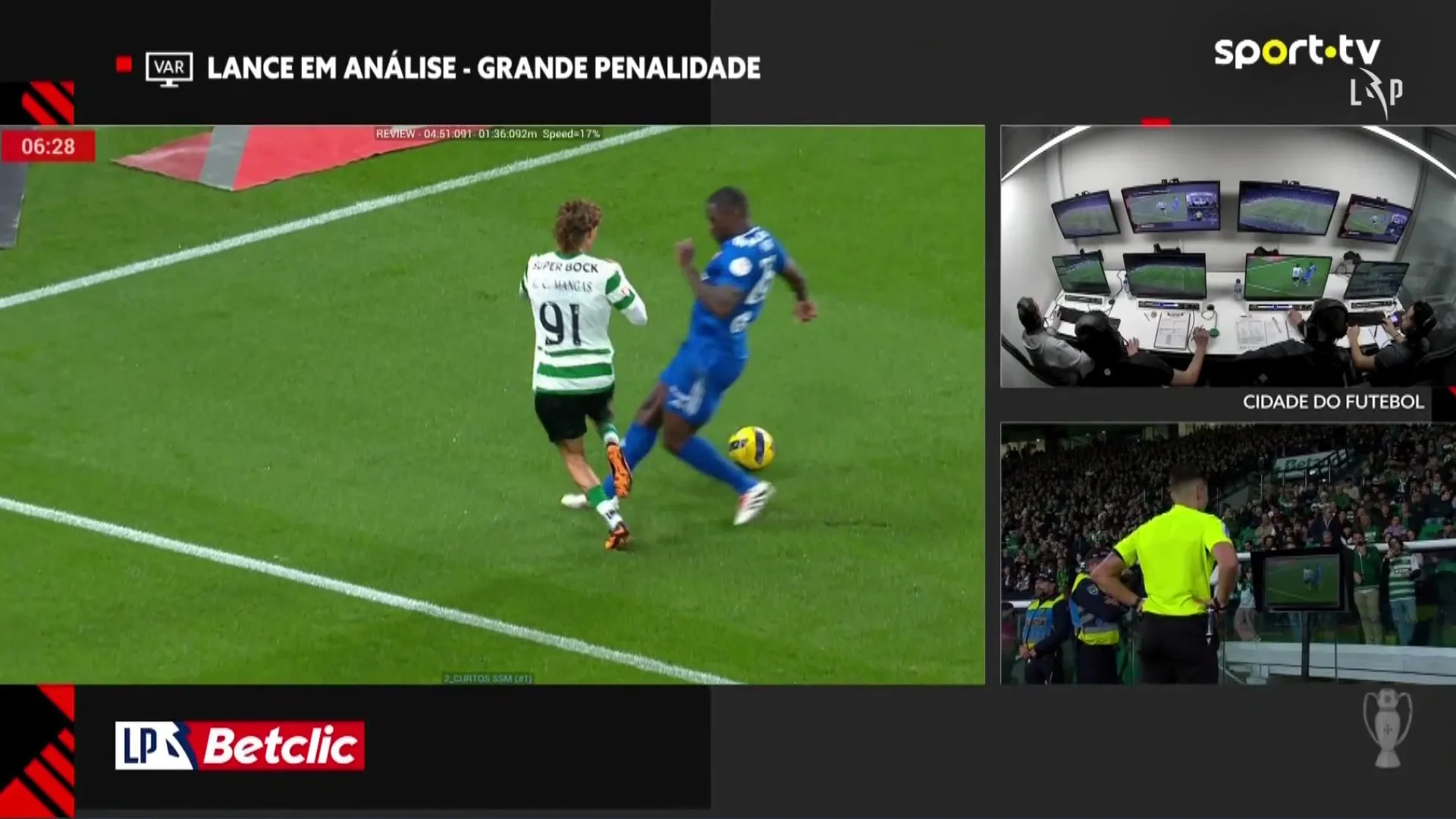 
                    VAR entrou em ação e anulou este penálti assinalado para o Sporting
                