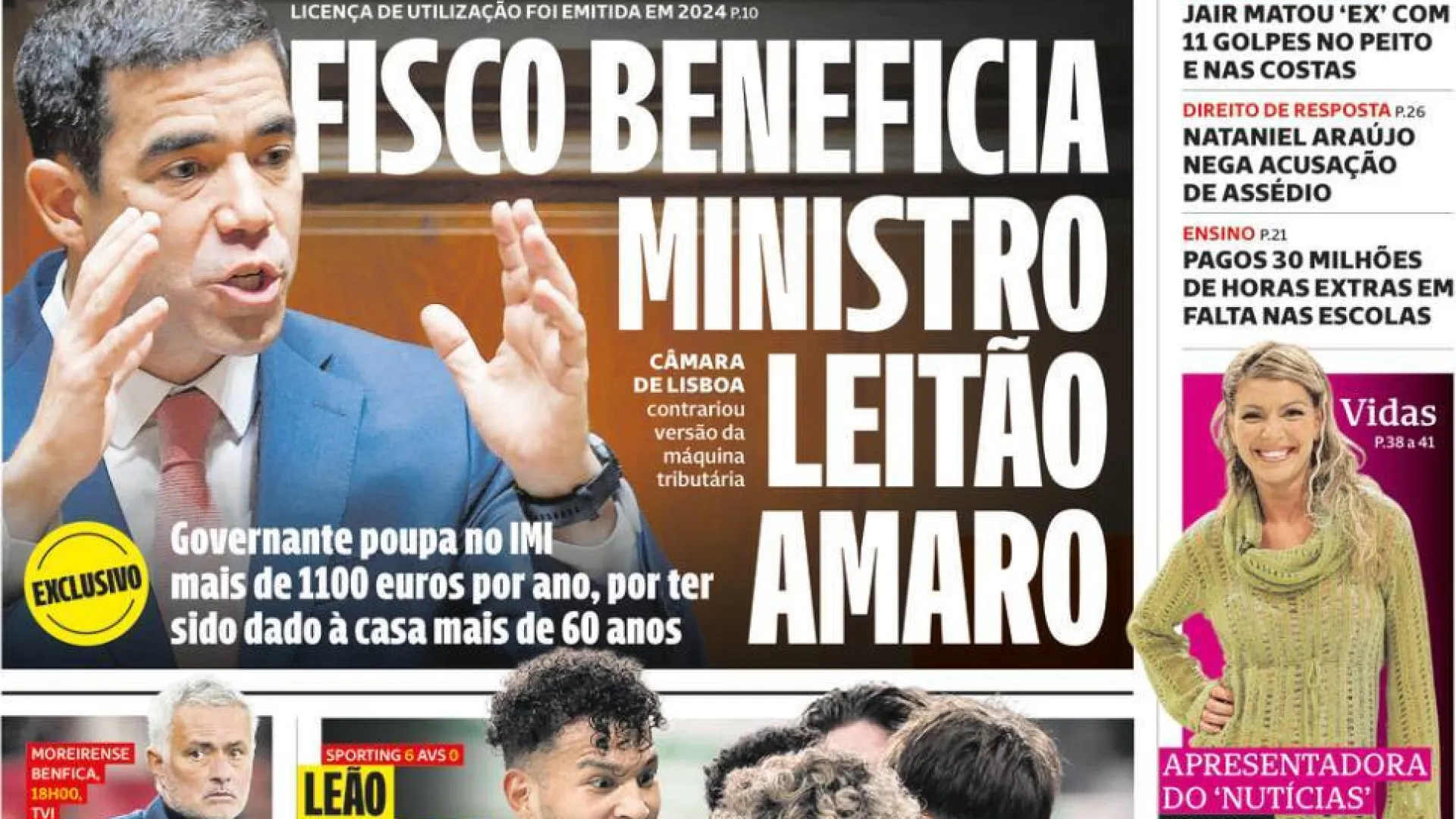 
                    Hoje é notícia: Fisco beneficia Leitão Amaro; Enviam droga pelos CTT
                