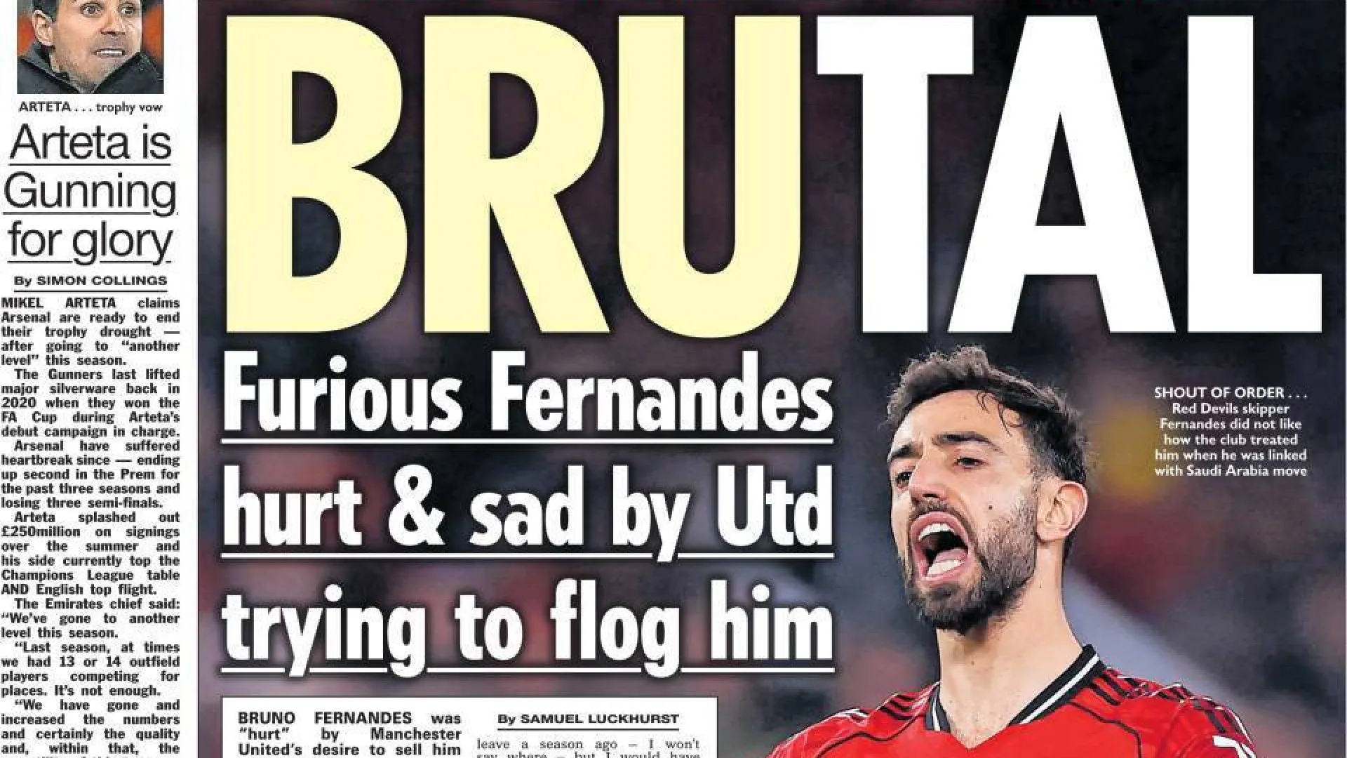 
                    Lá fora: Mágoa e tristeza de Bruno Fernandes invadem manchetes
                