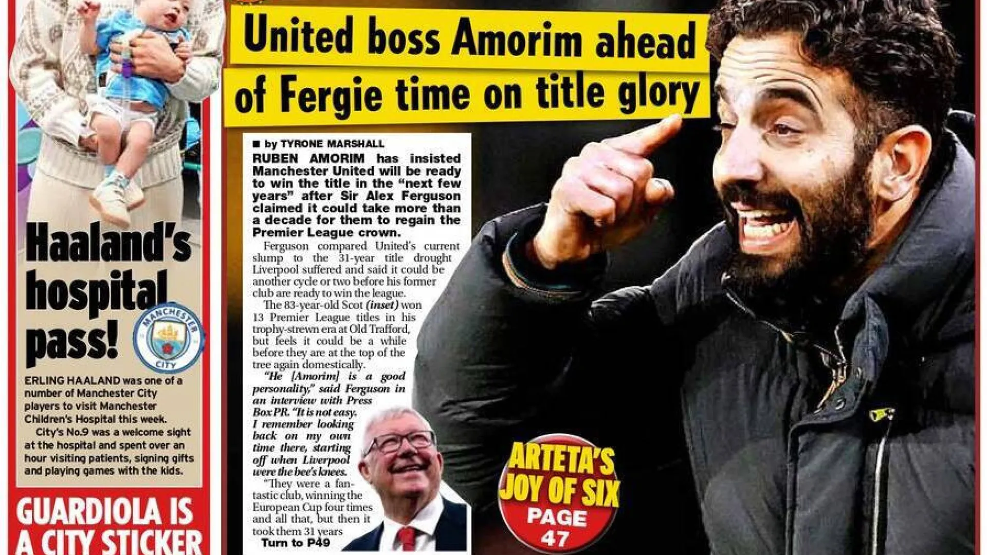 
                    Lá fora: Amorim responde a Ferguson e Real Madrid combate crise caseira
                