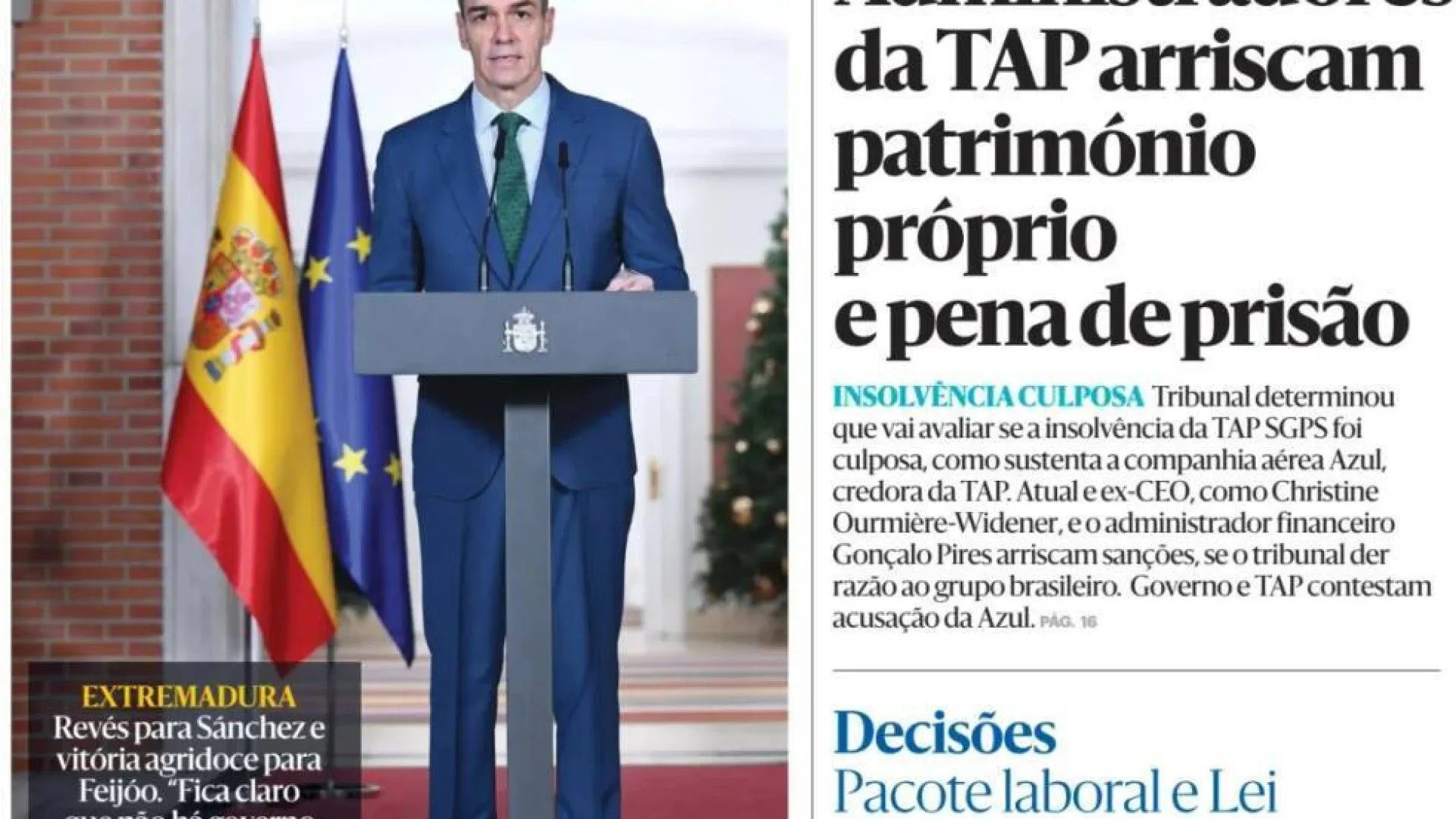 
                    Hoje é notícia: TAP? Administradores arriscam pena; Espera na fertilidade
                