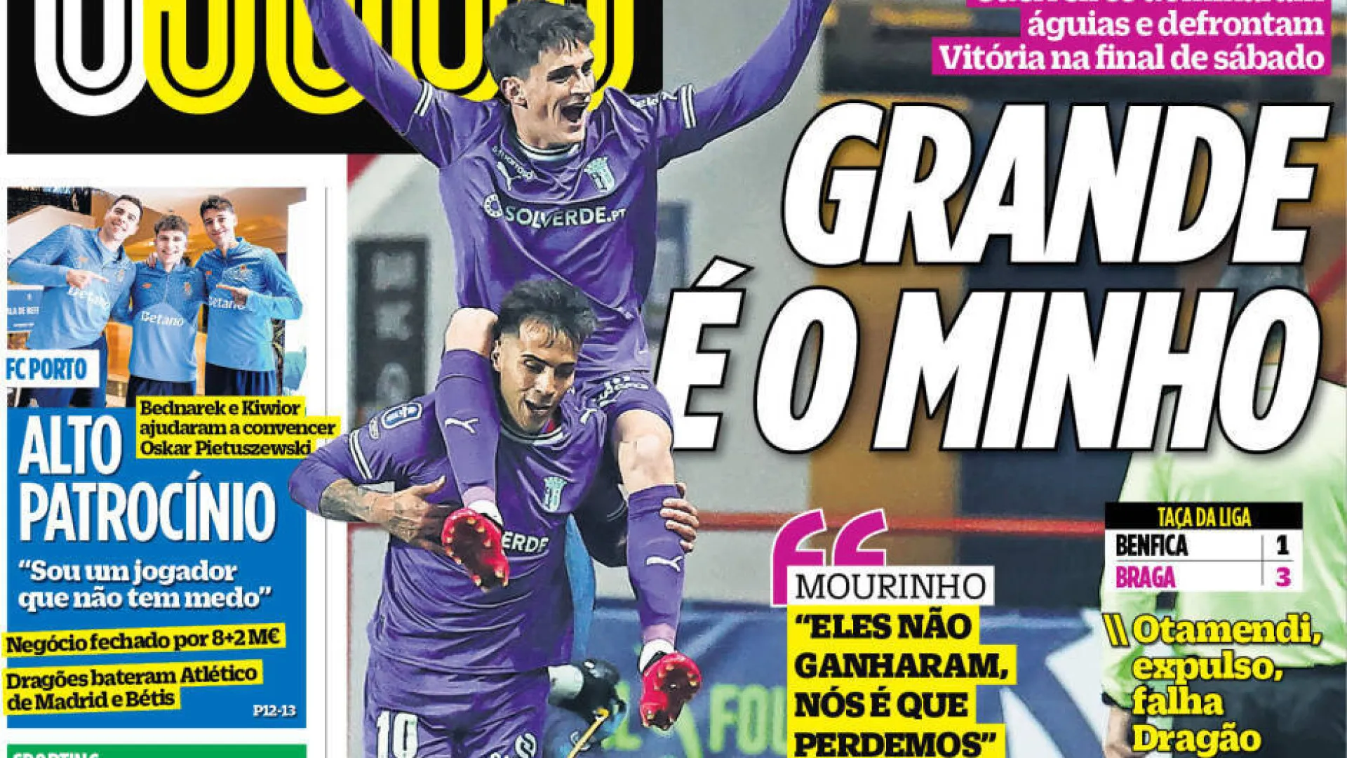 
                    Por cá: Benfica imita Sporting e Minho invade Taça da Liga
                