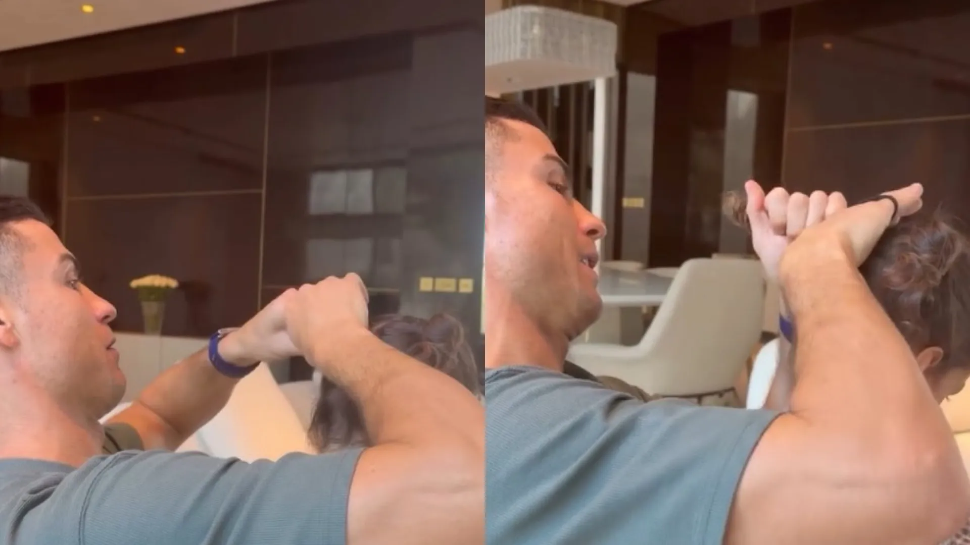 
                    Cristiano Ronaldo a fazer penteado à filha. Eis o vídeo amoroso
                