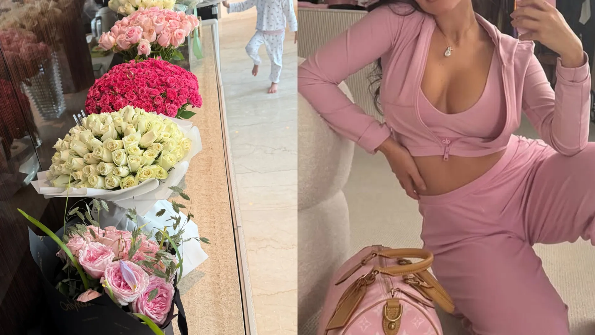 
                    A festejar aniversário, Georgina Rodríguez rodeada de ramos de flores
                