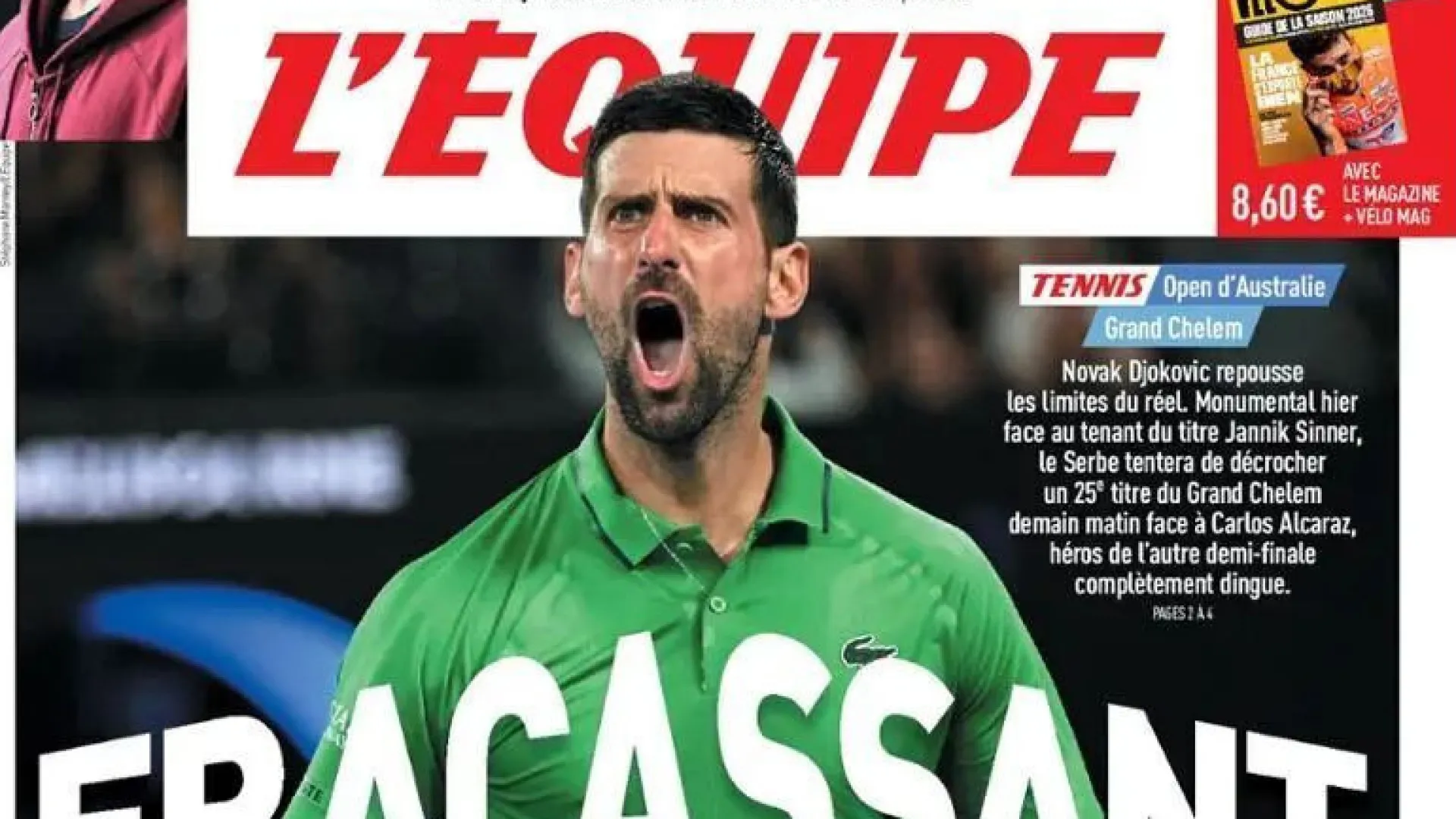 
                    Lá fora: Final Alcaraz-Djokovic já aquece e Conte quer Alisson
                