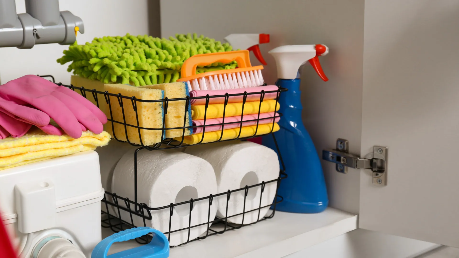 
                    Pela sua segurança, nunca guarde produtos de limpeza debaixo do lavatório
                