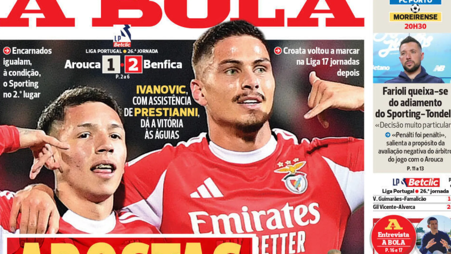 
                    Por cá: Mourinho com apostas certeiras e passeio para Varandas
                