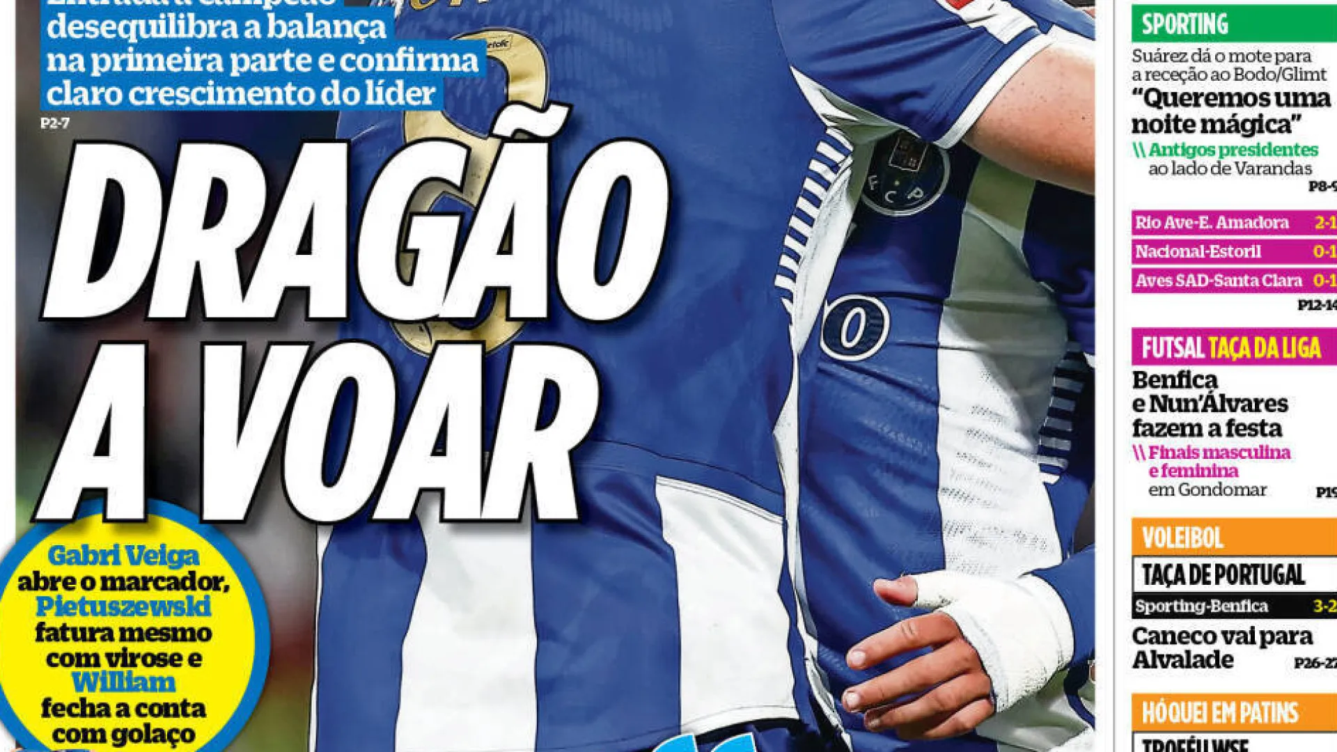 Por cá: Dragão a voar e ouro no banco do Benfica