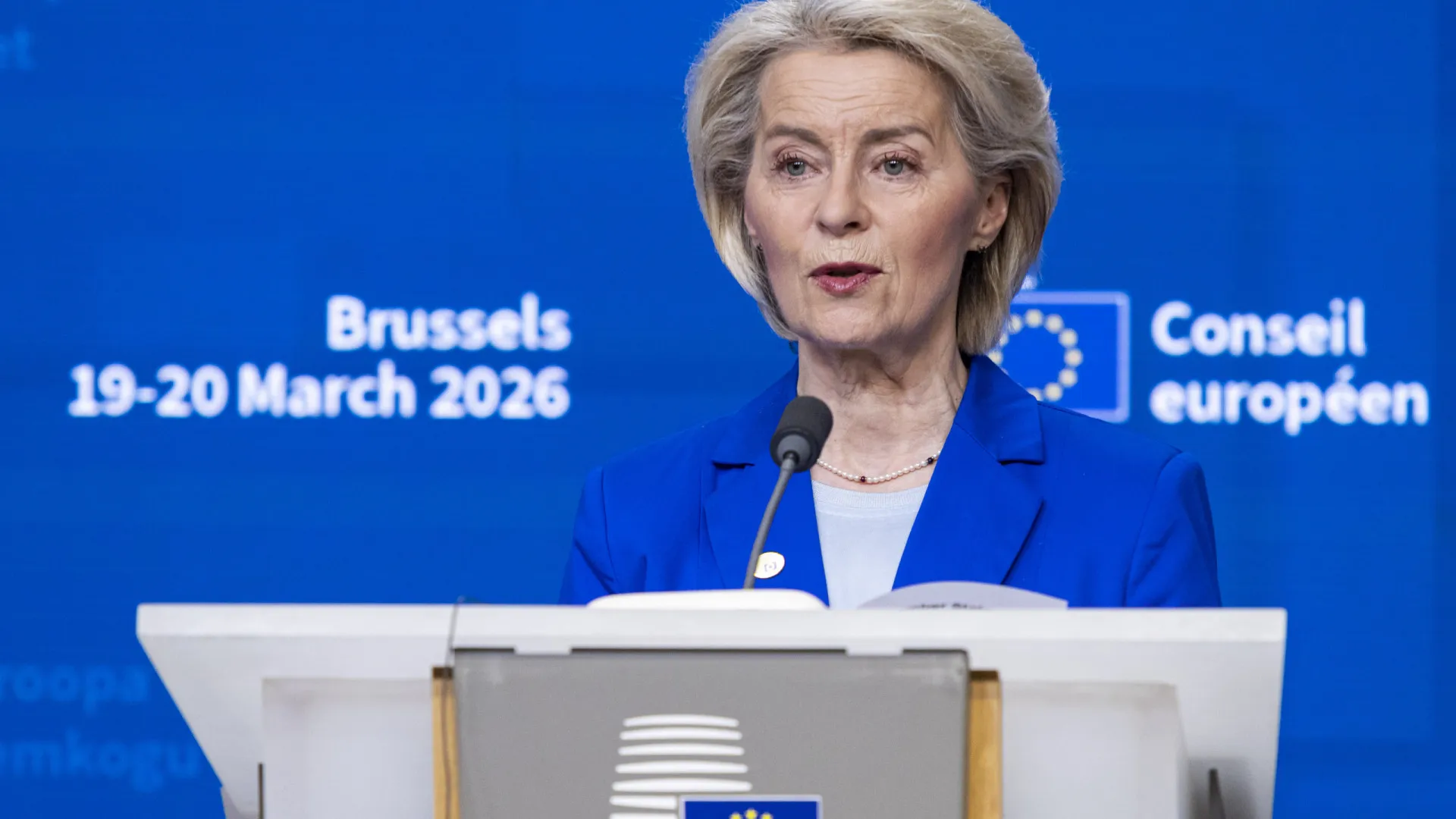 
                    Von der Leyen recorda atentados de Bruxelas após 10 anos: 