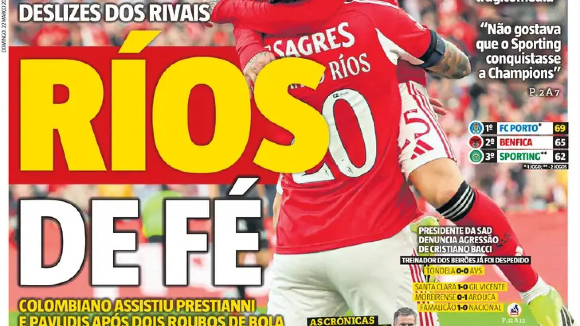 Por cá: "Colinho" ao Benfica à espera de FC Porto e Sporting