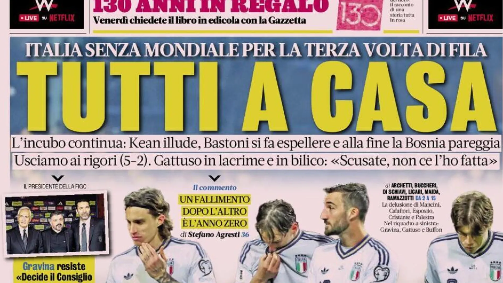 Lá fora: Descalabro total para Itália e "vergonha mundial" em Espanha