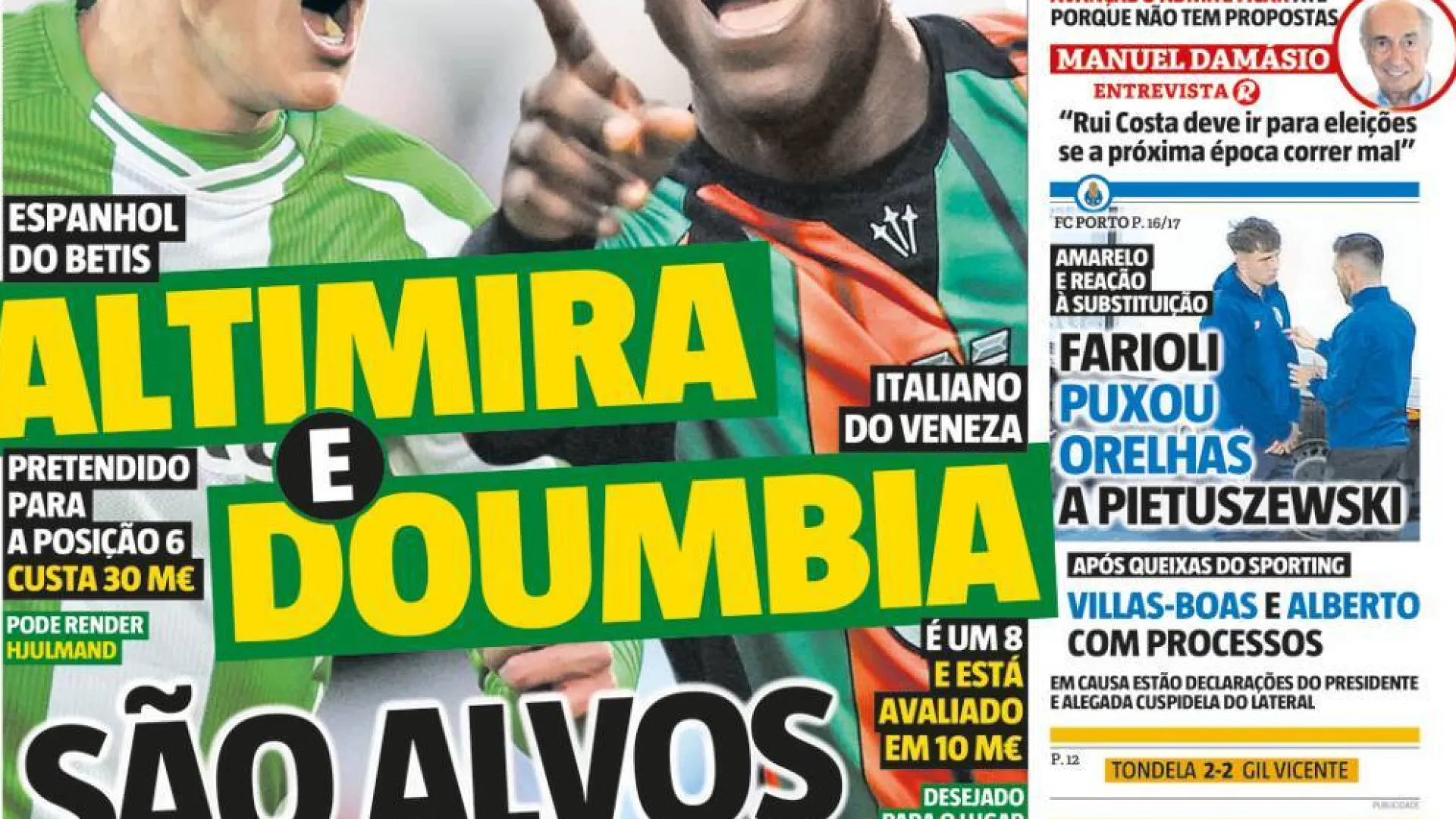 
                    Por cá: Os novos alvos do Sporting e Mourinho desafia Prestianni
                