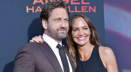 Reconciliação confirmada. Gerard Butler beija Morgan Brown na rua