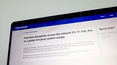 Ryanair com perturbações na operação devido a falha da Microsoft