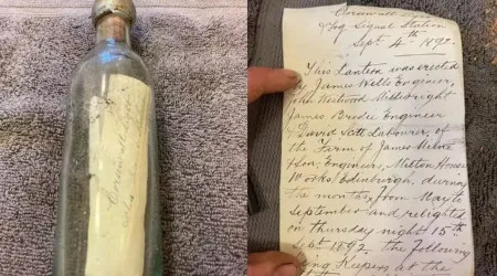 Encontram garrafa com mensagem de 132 anos durante obras em farol