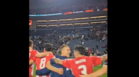 Olympiacos revela imagens da festa europeia após derrotar o FC Porto