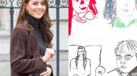 Kate Middleton mostra desenhos feitos pelos três filhos