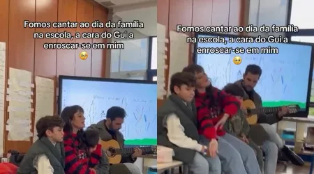 Que amor! Carolina Deslandes canta em escola e filho Gui reagiu assim