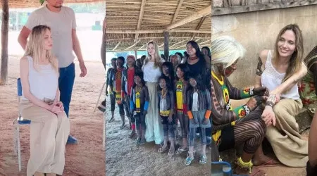 Angelina Jolie surpreende com visita aldeia a indígena no Brasil